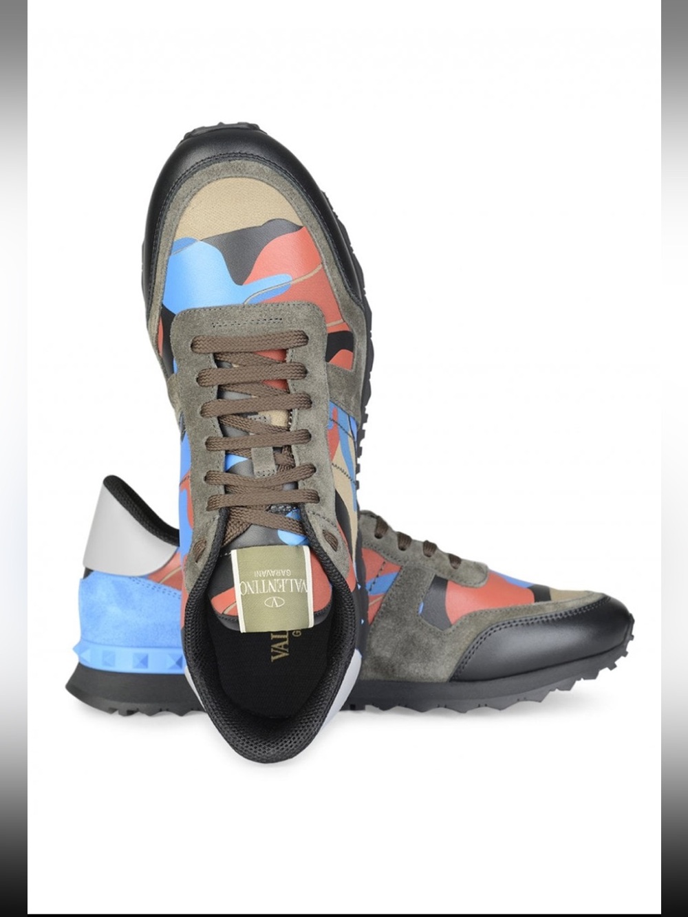Valentino Garavani Camo Suede & Leather Rockrunner Sneaker Size 9US 42EU